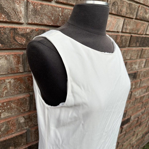 Theory Womens Dress Size 10 Warm Ivory Kensington Flirty Flare Low Back Designer - Picture 3 of 11